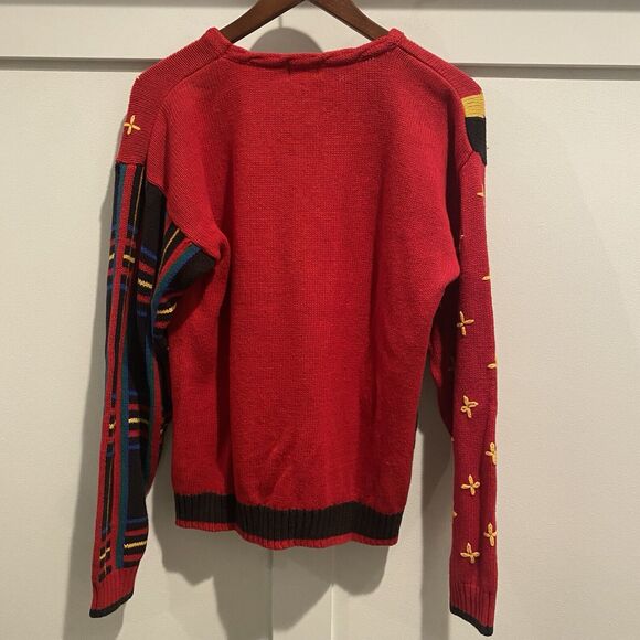 Vintage Lucia Sweater Women Size Small S Red Black Plaid Crest Preppy Academia - Picture 11 of 15